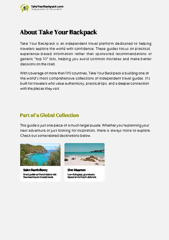example page 1 from our offline Travel Guide for Saint Martin